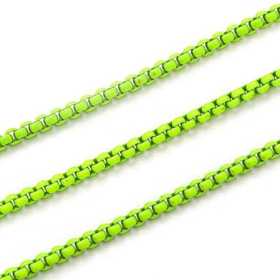 10m Spray Painted Brass Box Chains Venetian Chains with Spool Unwelded Lime 2x2.5x2.5mm