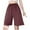 Coffee, variant on Fanxing Womens Shorts Cotton High Elastic Waisted Elastic Waist Straight-leg Bermuda Shorts Wide Leg Short Pants