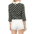 thumbnail image 4 of INSPIRE CHIC Women's Contrast Peter Pan Collar Top 3/4 Sleeves Blouse Shirts L Black, 4 of 9