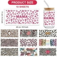 thumbnail image 2 of 1 Set 10 Sheets UV DTF Cup Wrap Transfer Stickers Leopard Print Rub on Decals Leopard Mama Theme Waterproof Personalized UV DTF Stickers for DIY Bottles Drink Jam Cake Container, 2 of 9