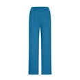 thumbnail image 4 of Scyoekwg Womens Wide Leg Pants Elastic Sports Waist Wide Leg Pants with Pocket Comfy Lightweight Classic Solid Color Fashion Casual Baggy Pants Trousers (Light Blue,XXL), 4 of 6