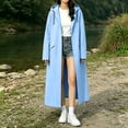 thumbnail image 6 of Women’s Long Length Heavy Duty Rain Coat Hooded Waterproof Raincoat for Outdoor Use, Wind Resistant Full Length Rain Jacket Loose Fit Adults Poncho Blue, 6 of 7