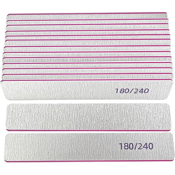 15 Pack Nail File Set,Square Nail File 180/240 Grit Double Sided Emery Board for Acrylic Nails/Natural Nails,Nail File Manicure Tools for Home or Salon Use