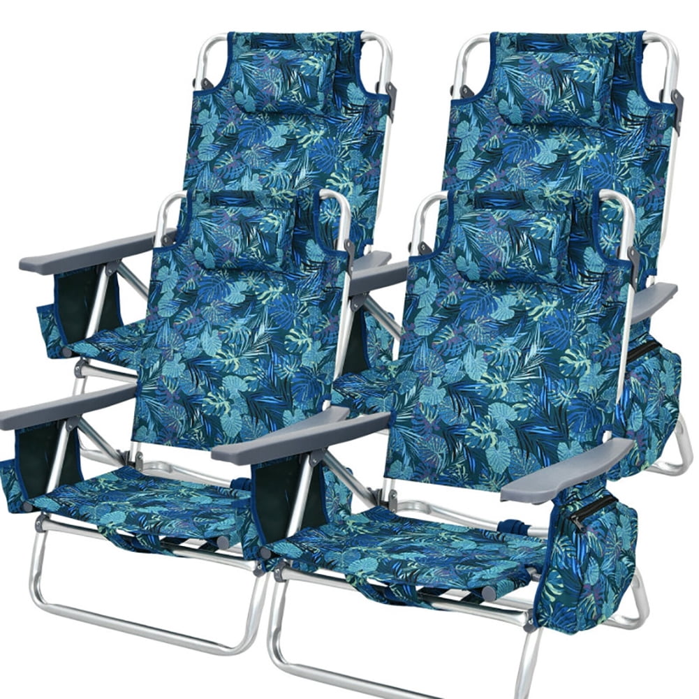 Aimee Lii 4-Pack 5-Position Outdoor Folding Backpack Beach Reclining Chair with Pillow, Outdoor Patio Furniture, Navy Aimee Lii 4-Pack 5-Position Outdoor Folding Backpack Beach Reclining Chair with Pillow, Outdoor Patio Furniture, Navy