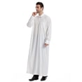 thumbnail image 5 of Ceisia Men's Long Sleeve Solid Color Robe Loose Fit Casual Full Length Thobe for Ramadan White S Gifts, 5 of 9