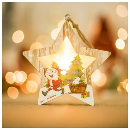 

2PC Home Decor Christmas Wooden Luminous Decorated Tree Pendant Room Decor Wall Bedroom Bathroom Kitchen Living Room