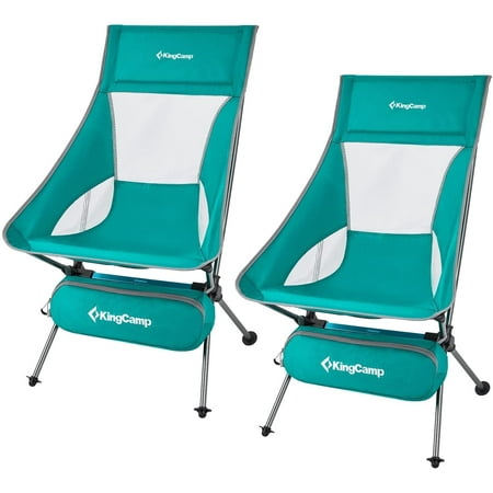 KingCamp 2 Pack High Back Camping Chairs Extra Wide Lightweight Folding Chair for Adult Cyan