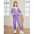 thumbnail image 5 of Arshiner Girls Sweatsuits Active Jogging Velour 2 Pieces Hoodie Pants Winter Outfit Sets, 5 of 8