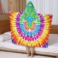 thumbnail image 5 of Colorful Rainbow Tie Dye Spiral Pattern Hooded Bath Towel，50"x30" for Ages 3 To 12 Kids, Quick Dry Lightweight Soft Microfiber Hood Beach Towel Cover Up for Kids, 5 of 7