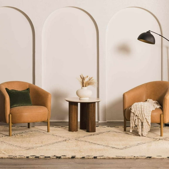 Hauteloom Audrey Wool Living Room, Bedroom Area Rug - Bohemian, Transitional - High Pile - Ivory, Charcoal - 2' x 3'