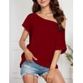thumbnail image 4 of Zeagoo Womens Off Shoulder T-Shirts Lightweight Short Sleeves Chic Tops Casual Summer Wear, 4 of 6