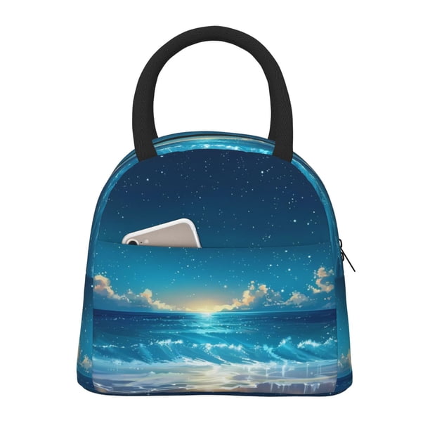 Disketp Night Sky Beach Scene Bolsa Térmica para Almuerzo, Lonchera con Abertura Amplia y Gran Capacidad, Organizador Reutilizable para Mujeres, Hombres y Adultos