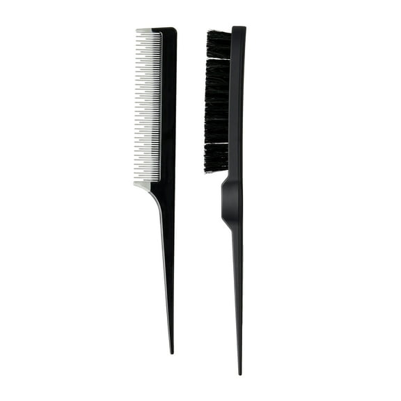 Equate Teasing Brush and Comb to Add Volume and Texture to Hair, Black, 2 Count