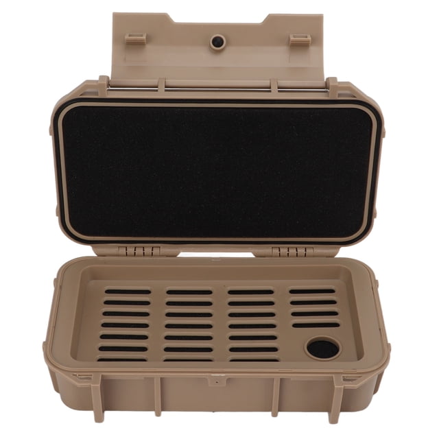 Waterproof Hard Carry Case, Instrument Tool Box Durable With Sponge For Travel Double Waterproof Box, Mud Color