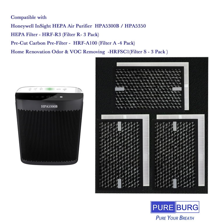 PUREBURG Replacement True HEPA Filter Kit Compatible with Honeywell InSight Air Purifiers HPA5300B HPA5350 HRF R3 HRFSC1 HRF A300 True HEPA