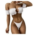 thumbnail image 2 of DondPO Bikini Sets for Women Bathing Suit Suits Bikini Cut Chain Swimwear Bathing Bandeau Set Ruffle Metal High Bikinis Ribbed Swimwears Tankinis Set Two Piece Swimsuit for Women Micro Bikini White S, 2 of 9