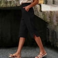 thumbnail image 2 of Women's Casual Summer Knee Length Pants Breathable Elastic Waist Loose Fit with Pockets by Yigetop Black L, 2 of 7