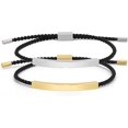 thumbnail image 2 of Pulseras de relación de amistad a juego para parejas Pulsera de cordón trenzado ajustable Encanto de tubo curvo cuadrado de acero inoxidable para BFF Novio Novia Regalos de Navidad del día de San Vale, 2 of 3