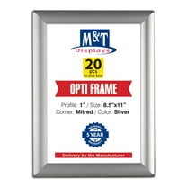 M&T Displays 20-Pack 8.5x11 Silver Snap Frames, Wall-Mount Sign Holders with Anti-Glare Cover