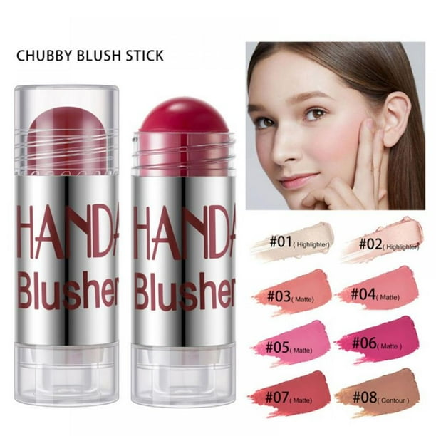 8 Colors Face Blush Stick,Matte Soft Blush Stick Makeup,Long Lasting