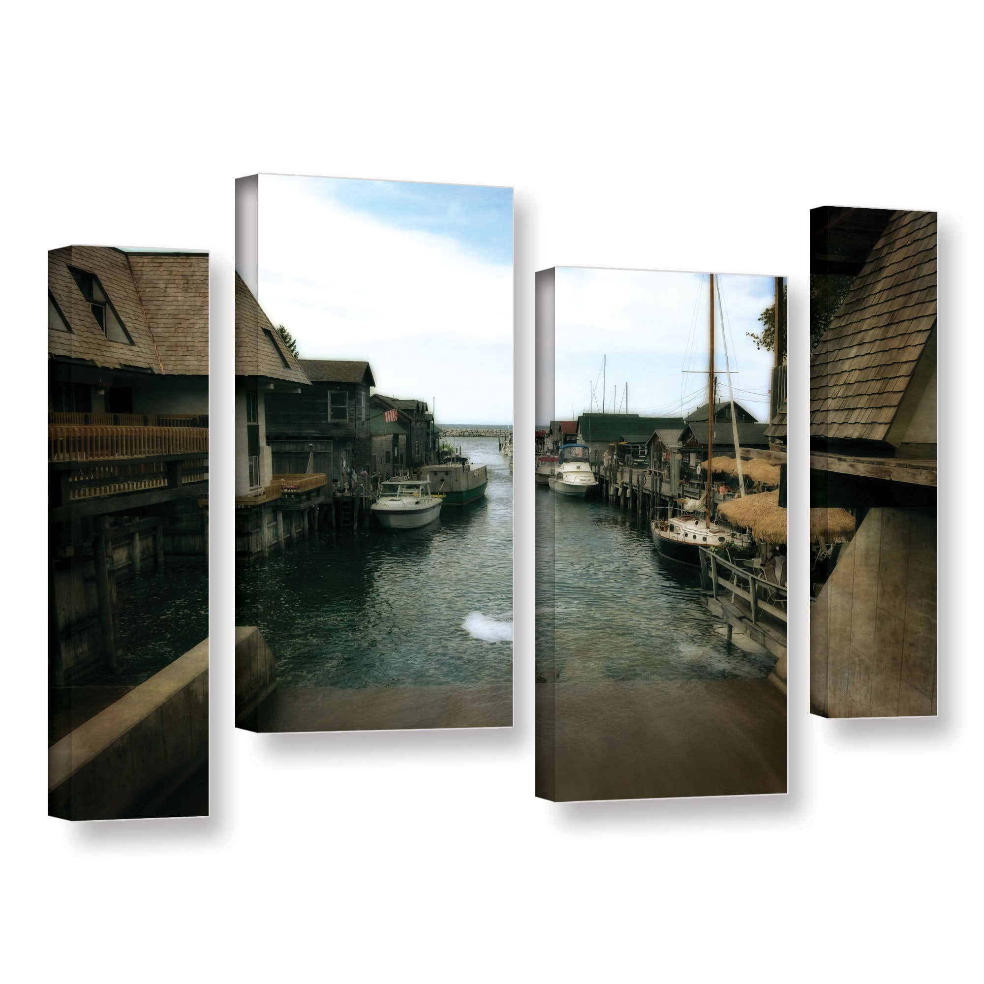 ArtWall Kevin Calkins "Fishtown" 4-Piece Gallery-Wrapped Canvas Staggered Set