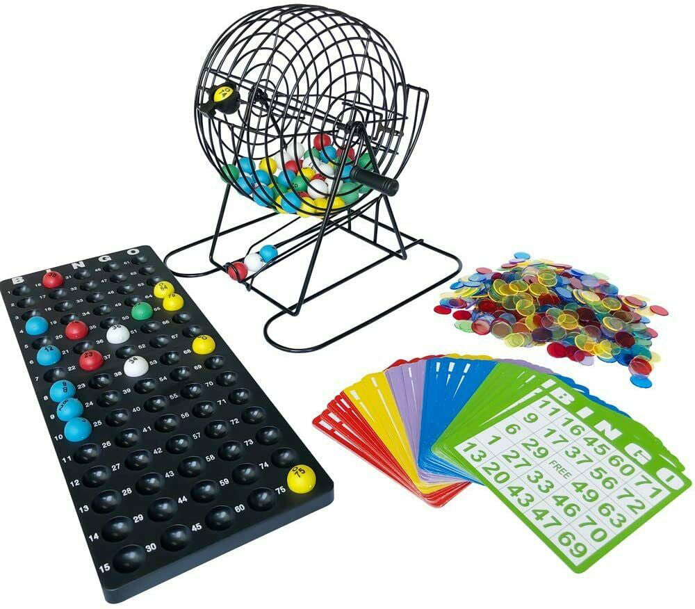 Bingo Balls 10 Shutter Bingo Cards Master Board Bingo Game Set w/Bingo Cage