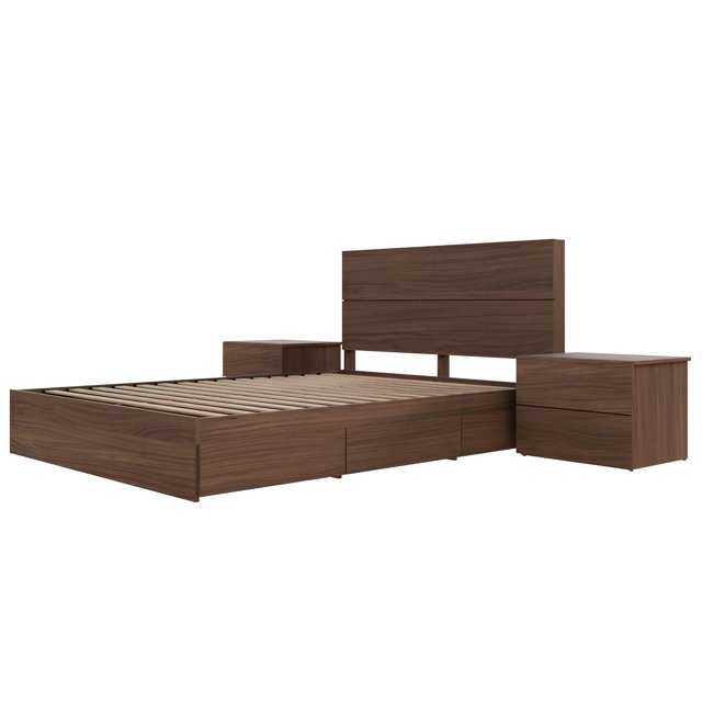 Nexera Milo Ensemble de Chambre Réversible 4 Pcs, Marron, Grand