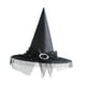 thumbnail image 2 of Sombrero de bruja de Halloween, accesorio de disfraz de mago, sombrero puntiagudo para adulto para Halloween Negro, 2 of 7
