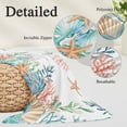 thumbnail image 4 of Summer Beach Throw Pillow Covers Ocean Colorful Coral Shell Seaweed Starfish Decorative Lumbar Pillow Cover Rectangle Cushion Case for Sofa Couch Bed Living Room Bedroom 24 X 36 Inches, 4 of 9