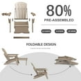 thumbnail image 5 of 2PCS Folding Adirondack Chair with Retractable Ottoman, HDPE All-Weather Resistant Adjustable Backrest Adirondack Chair w/4 in 1 Cup Holder Trays, Wood Texture Brown, 5 of 7