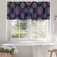 thumbnail image 4 of Flower Valances for Windows Abstract Purple Blue Green Lines Floral Texture Black Valance Curtains Rod Pocket Bathroom Small Window Treatments for Kitchen Living Room Bedroom, 54"x18", 4 of 7