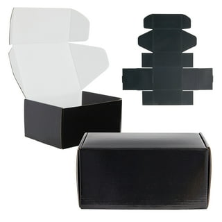 Stockroom Plus 50 Pack Kraft Black Paper Gift Boxes, Bulk Set with Ribbon &  Stickers (3x3x3 In)