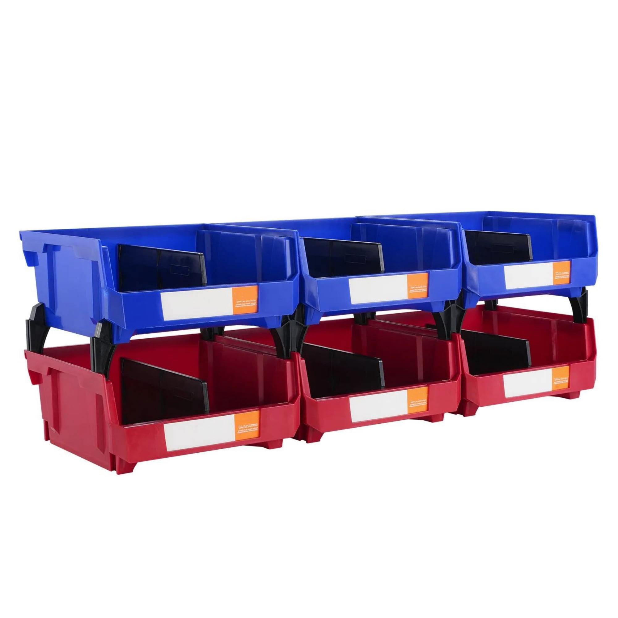 6 Pack Plastic Storage Bin, Hanging Stackable Organizer Bin, Heavy Duty Stacking Containers for Closet Kitchen Office & Pantry, 11" x 11" x 5"