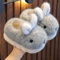 thumbnail image 2 of Xfvqtps Children Fuzzy Slippers Cute Rabbit Fluffy Cover Heel Memory Foam Soft Sole Non Slip Thickened Comfortable Indoor Warm Winter House Slippers Gray, 2 of 9