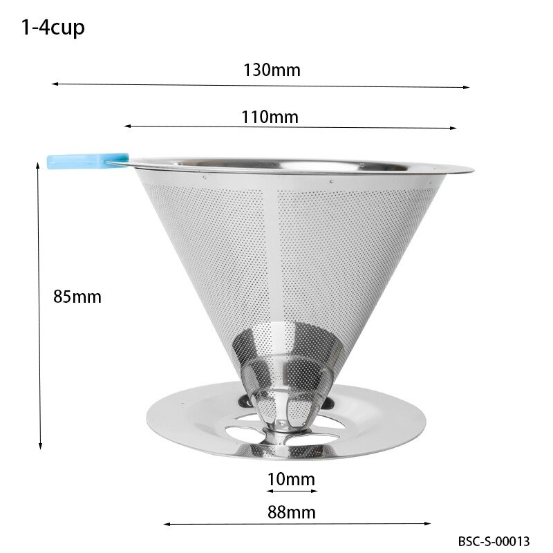 Stainless Steel Coffee Filter Pour Over Funnel Brew Drip Tea Metal Mesh