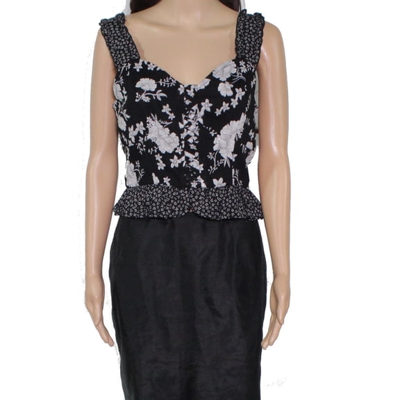 Women's Top Small Knit Floral Ruffle Hem S