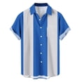thumbnail image 5 of Timoontee Men's Athletic Short Sleeve Shirt Collared Printed Button Detail Lightweight Summer Wear Easy Care Everyday Wear Blue S, 5 of 6