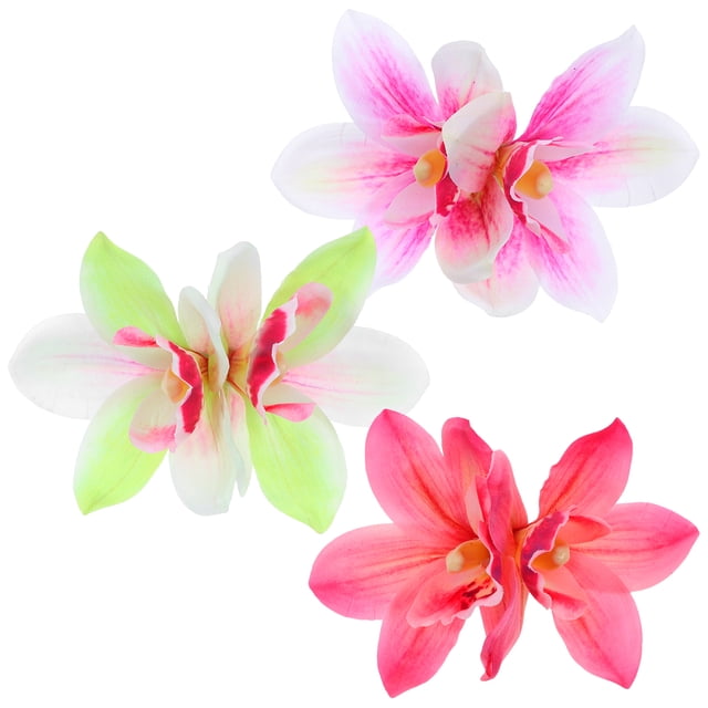 3 pinzas para el pelo con orquídeas artificiales para mujer, accesorios para la playa, salidas de primavera y sesiones de fotos.