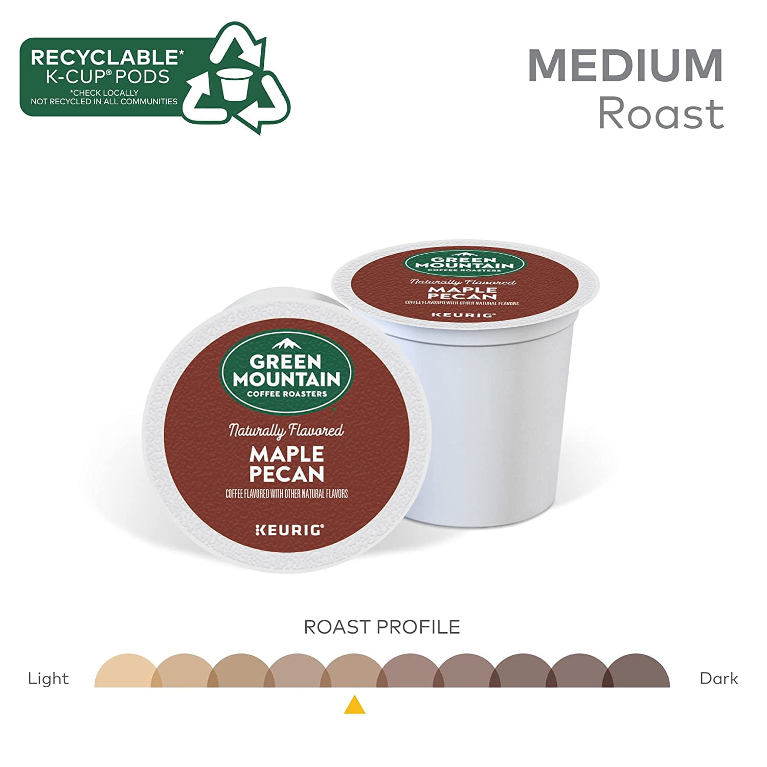 Green Mountain Coffee Roasters Maple Pecan, Single-Serve Keurig K-Cup Pods, Flavored Light Roast Coffee, 72 Count