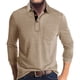 thumbnail image 1 of Men's Spring And Autumn Solid Color T-shirt Lapel 3 Button Open Placket Button Long Sleeved Top 3XL, 1 of 5