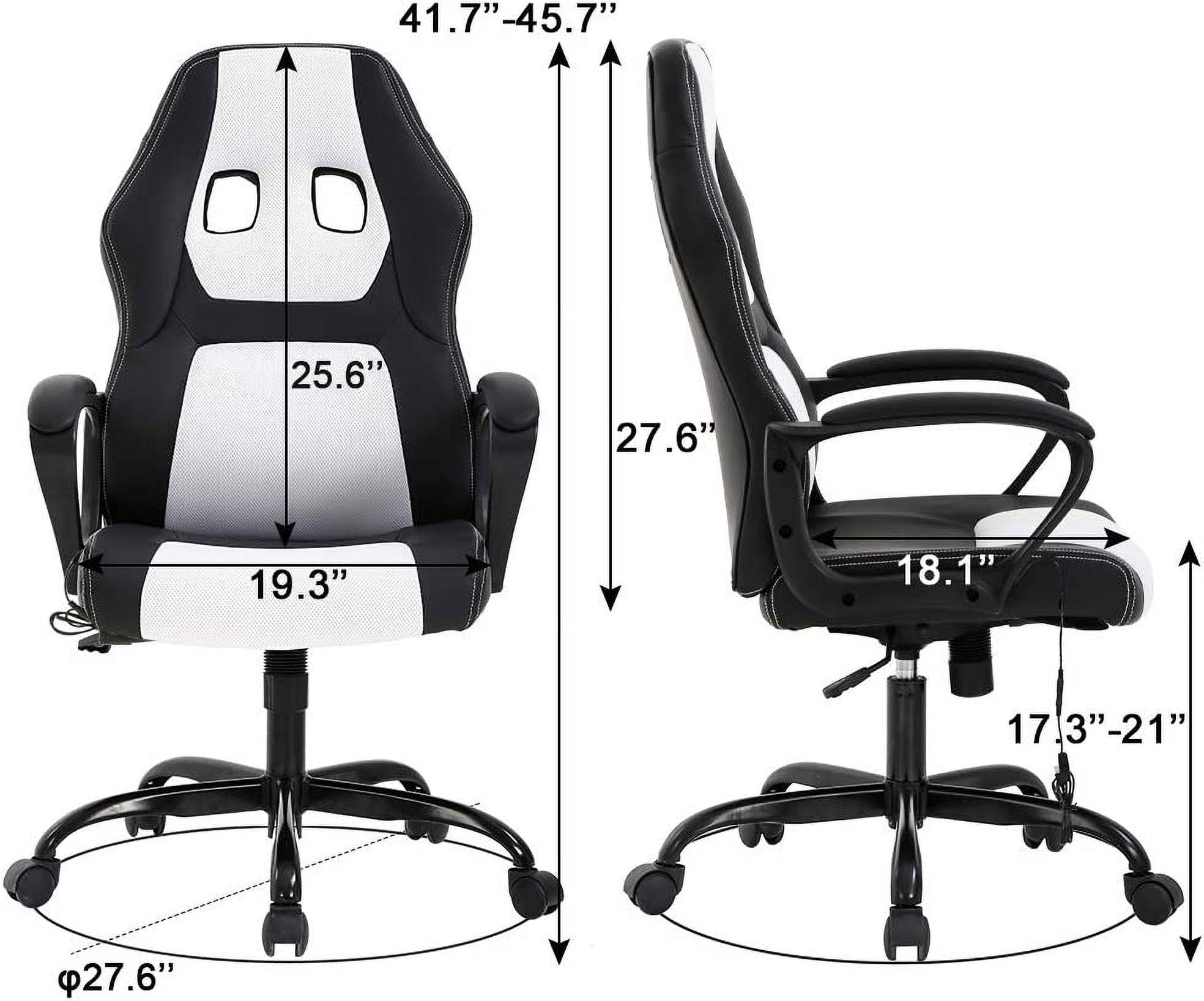 BestOffice Ergonomic Gaming Chair, Lumbar Support, Rolling Swivel for Men, Women(White)