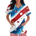 thumbnail image 3 of 250th Anniversary USA Scrub Tops Women American Flag Print Stretch V Neck Scrubs 4th of July Nurse Working Uniforms with Pockets, 3 of 4