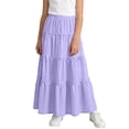 thumbnail image 4 of Rciityk Skirts for Girls Summer Eyelet Ruffle Hem Maxi Skirt Solid Color Elastic High Waist A-Line Casual Skirt 4-15 Years, 4 of 7