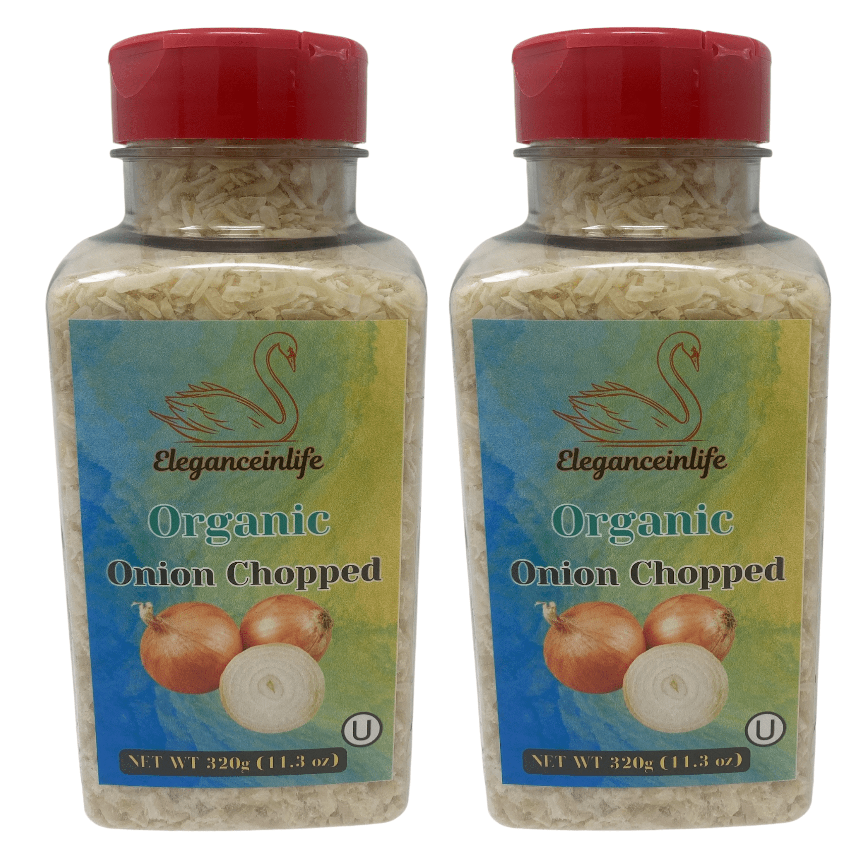Eleganceinlife Organic Onion Chopped, 11.3 oz (320g) - Packed in USA Pack of 2