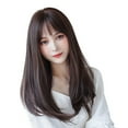 thumbnail image 1 of Female Natural Short Hair, Round Face, Long Straight Hair, Full Headgear,Wig, 1 of 4