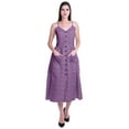 thumbnail image 4 of Moomaya Printed Cotton Casual Spaghetti Strap Dress Flared Maxi Summer Dresses For Women, 4 of 7