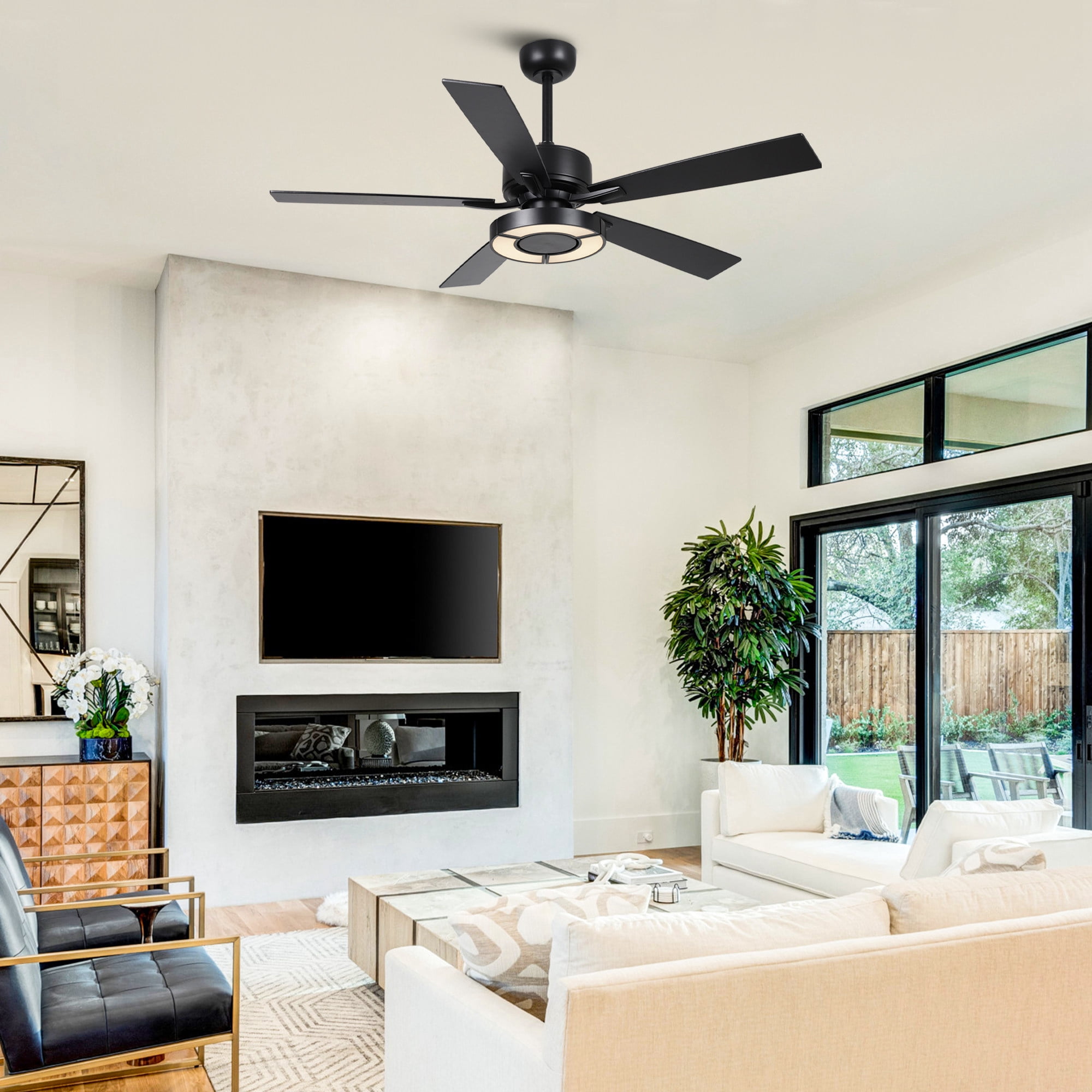 Parrot Uncle 52" Modern Dimmable LED Chandelier Ceiling Fan with Remote, Double-sided Blades, 3CCT, 6 Speeds, Reversible DC Motor
