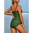 thumbnail image 6 of Charmo Ruffle Tankini Bathing Suits for Women V Neck Ruched Tummy Control Two Piece Swimsuits, 6 of 7