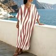 thumbnail image 4 of Dvprdro Womens Casual Beach Maxi Dress V Neck 3/4 Sleeve Moire Print Side Slit Loose A Line Flowy Bohemian, 4 of 8