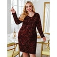 thumbnail image 3 of Weardear Women's Plus Size Sequin Dress New Year V Neck Long Sleeve Cocktail Party Dress, 3 of 5